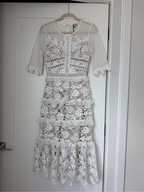 ASOS White Floral Lace Midi Dress